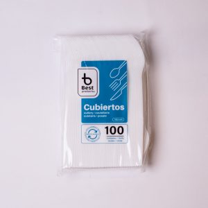 Cubiertos Desechables Reutilizables Blancos 16,5 cm