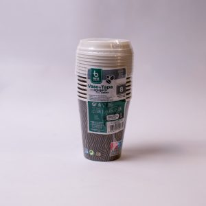 Vasos de Cartón para Café con Tapa y Orificio para Beber 250 cc